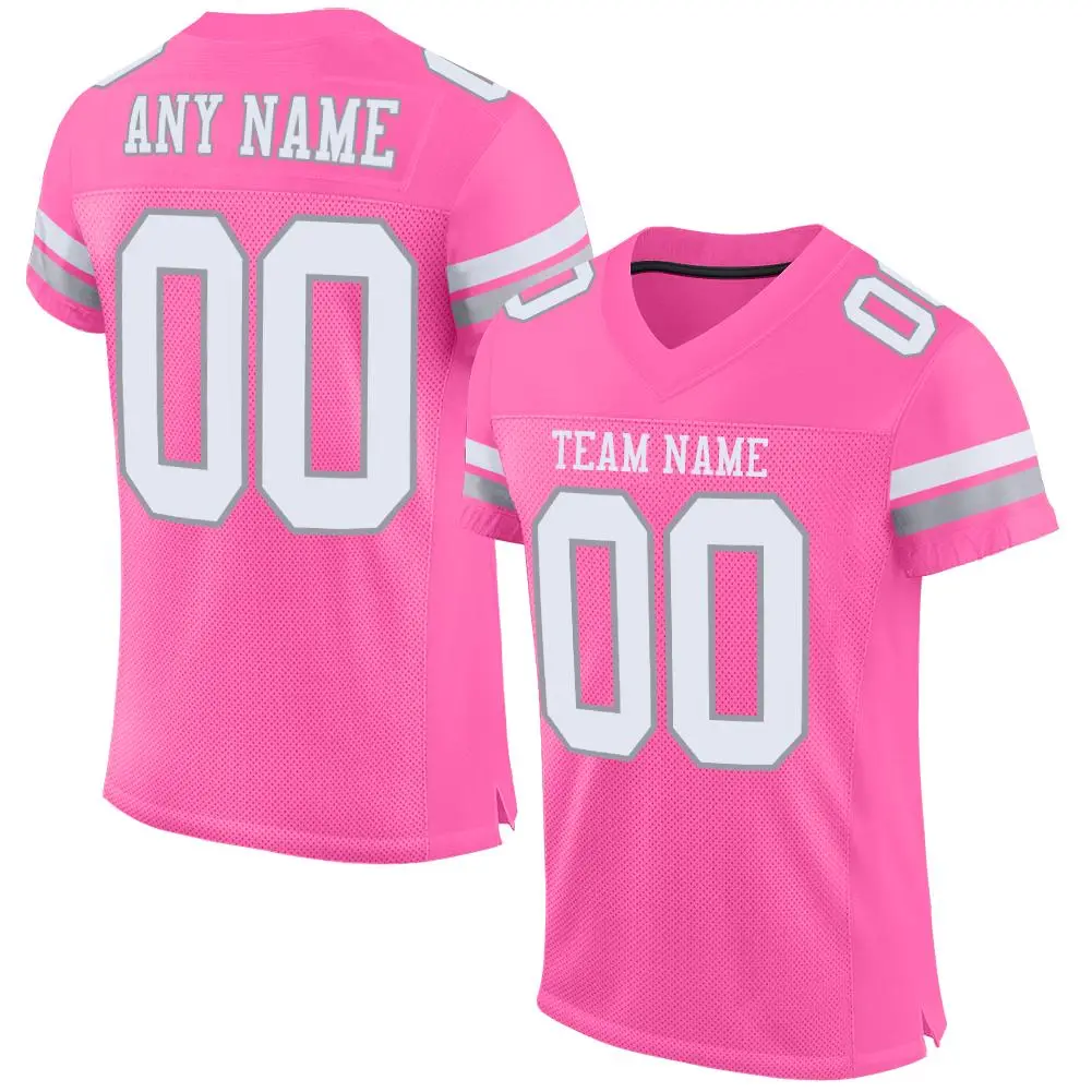 Pink White-Light Gray Classic Mesh Authentic Football Jersey