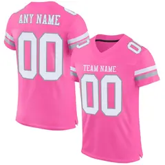 Pink White-Light Gray Classic Mesh Authentic Football Jersey 1