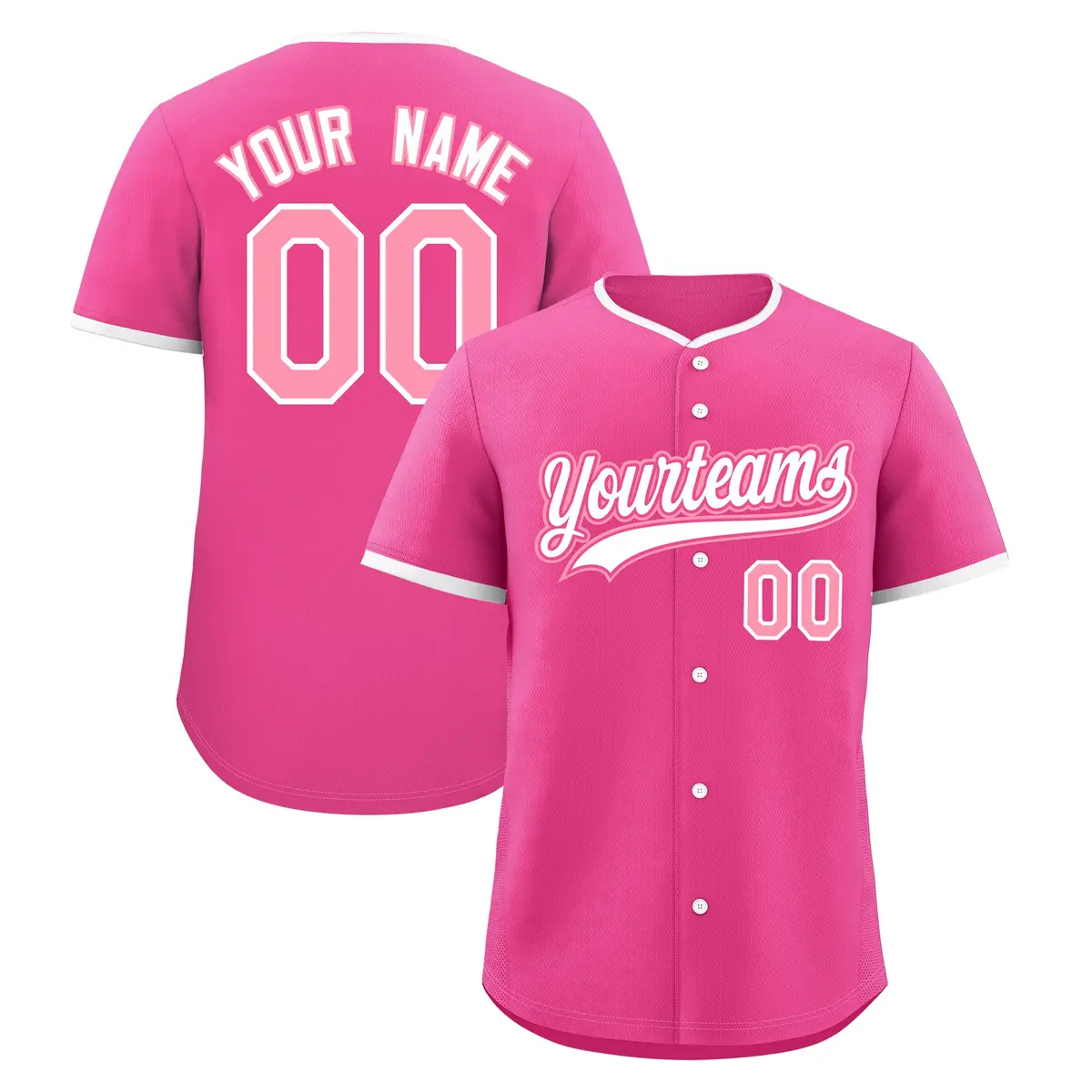 Pink White Light Pink Baseball Jersey
