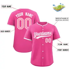 Pink White Light Pink Baseball Jersey 2