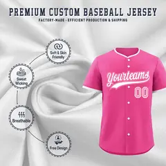 Pink White Light Pink Baseball Jersey 3