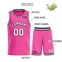 Pink White-Maroon Bull Classic Sets Basketball Jersey 3
