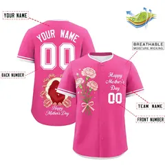 Pink White Mother's Day Baseball Jersey 2