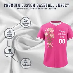 Pink White Mother's Day Baseball Jersey 3
