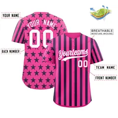 Pink White Navy American Flag Graffiti Baseball Jersey 2