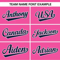 Pink White-Navy Color Block Two-Button Softball Jersey 3