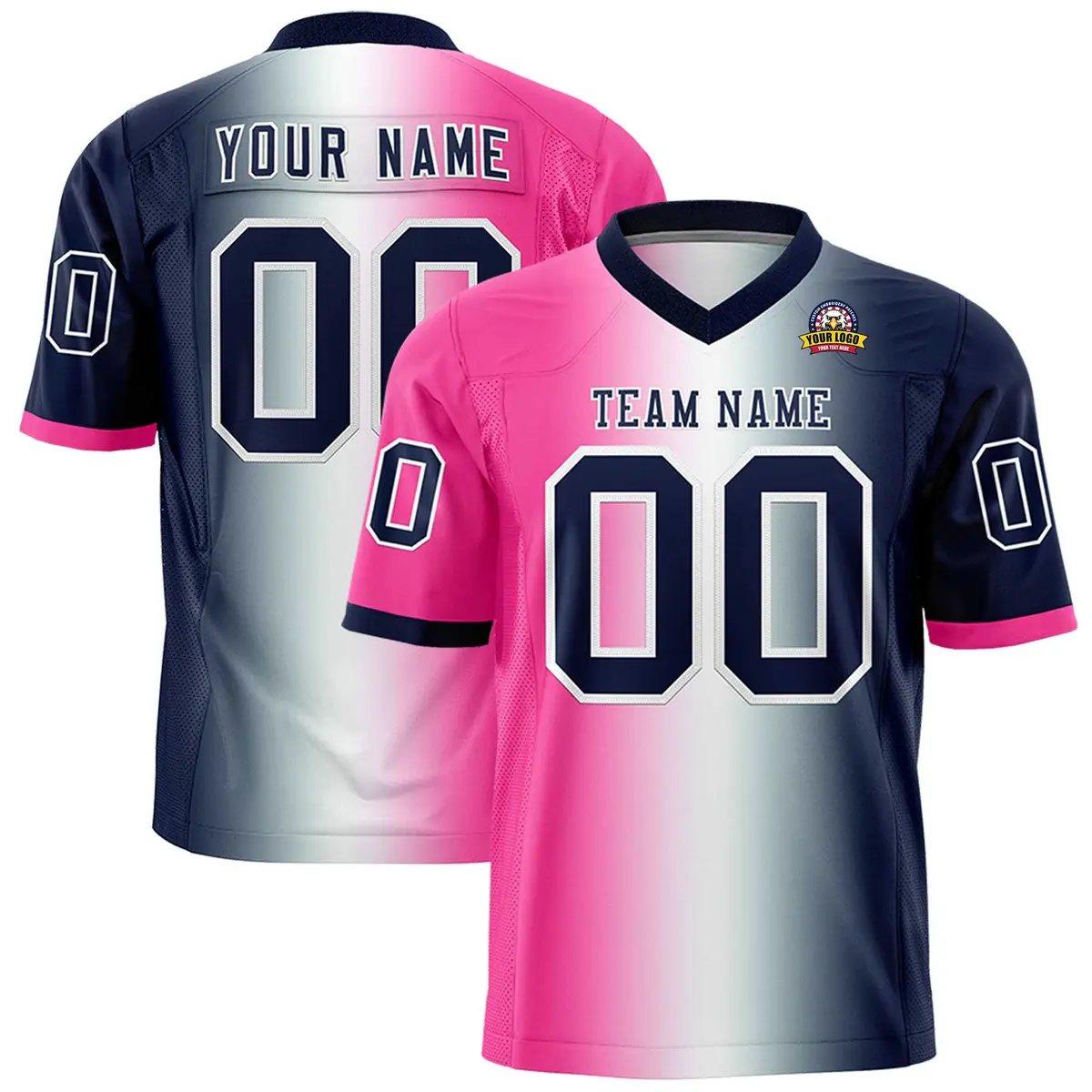 Pink White-Navy Gradient Fashion Authentic Football Jersey