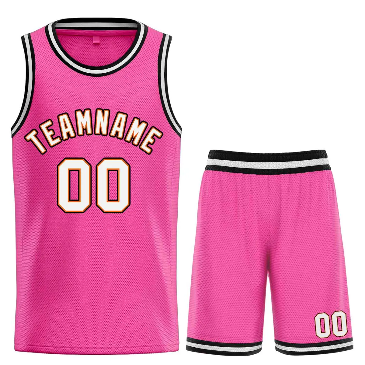 Pink White-Orange Classic Sets Basketball Jersey
