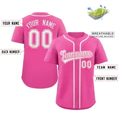 Pink White-Pink Classic Style Authentic Baseball Jersey 2