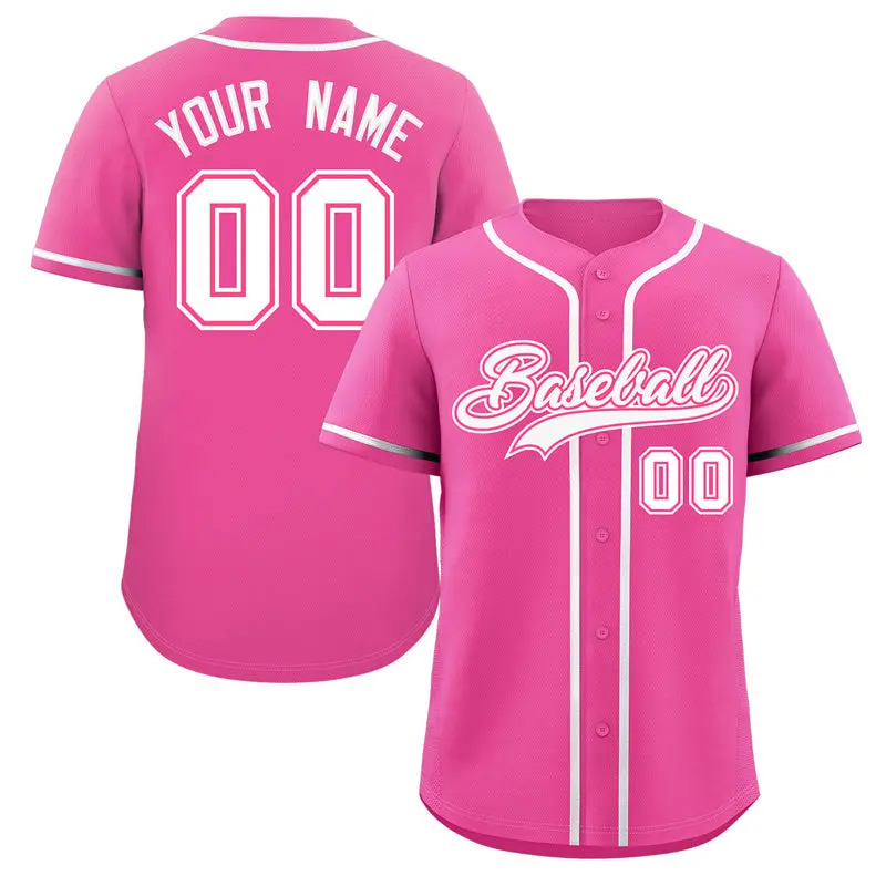 Pink White-Pink Classic Style Authentic Baseball Jersey