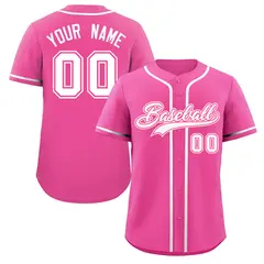 Pink White-Pink Classic Style Authentic Baseball Jersey
