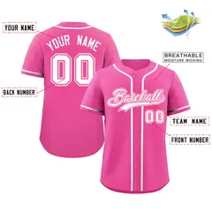 Pink White-Pink Classic Style Authentic Baseball Jersey 2