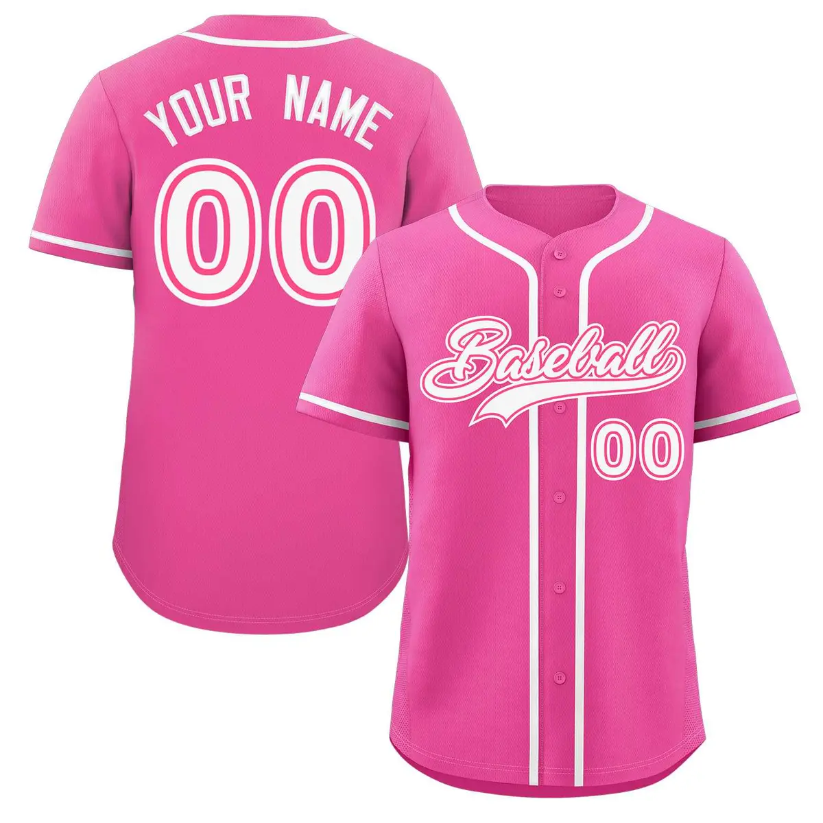 Pink White-Pink Classic Style Authentic Baseball Jersey