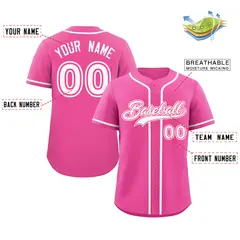 Pink White-Pink Classic Style Authentic Baseball Jersey 2