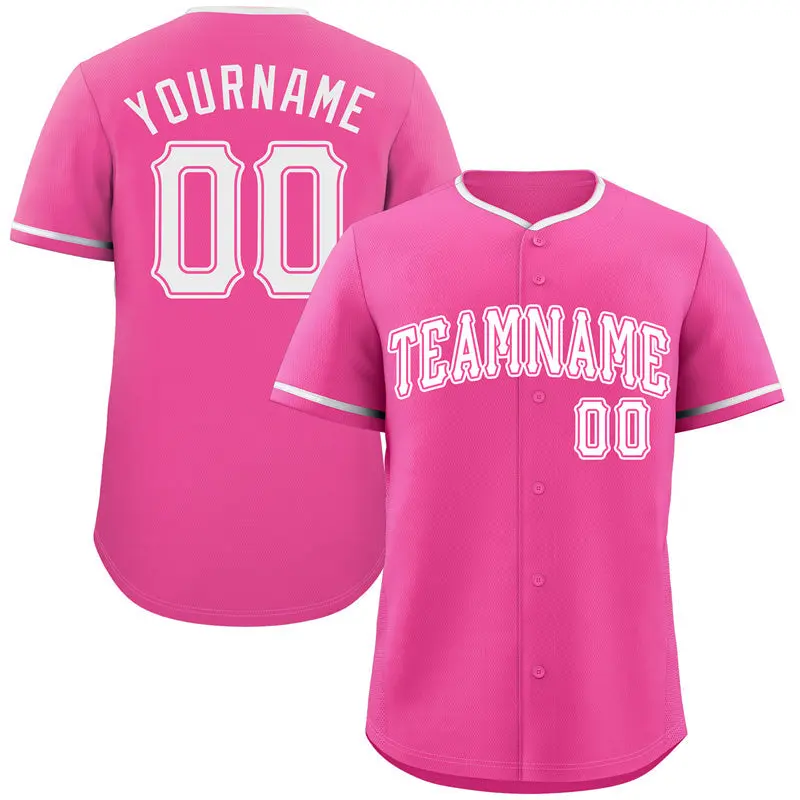 Pink White-Pink Classic Style Authentic Baseball Jersey