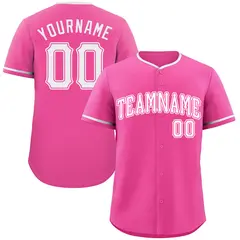 Pink White-Pink Classic Style Authentic Baseball Jersey 1