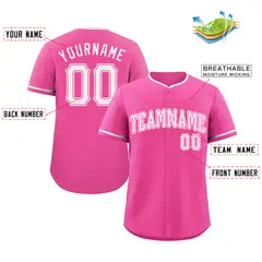 Pink White-Pink Classic Style Authentic Baseball Jersey 2