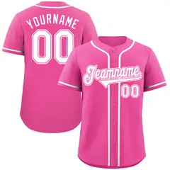 Pink White-Pink Classic Style Authentic Baseball Jersey 1