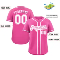 Pink White-Pink Classic Style Authentic Baseball Jersey 2