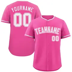 Pink White-Pink Classic Style Authentic Baseball Jersey 1