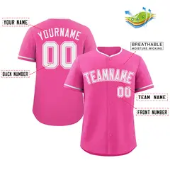 Pink White-Pink Classic Style Authentic Baseball Jersey 2