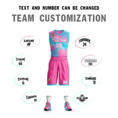 Pink White-Pink Gradient Slash Basketball Jersey 4
