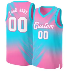 Pink White-Pink Gradient Slash Basketball Jersey