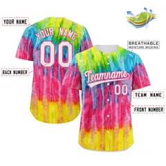Pink White-Pink Graffiti Authentic Baseball Jersey 2