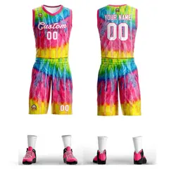 Pink White-Pink Graffiti Pattern Mesh Basketball Jersey