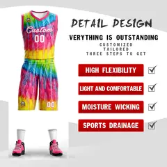 Pink White-Pink Graffiti Pattern Mesh Basketball Jersey 2