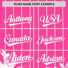 Pink White Pinstripe Coconut Tree Baseball Jersey 3