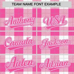 Pink White Plaid Authentic Baseball Jersey 3