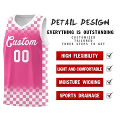 Pink White Plaid Basketball Jersey for Teams 2