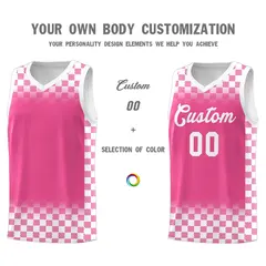 Pink White Plaid Basketball Jersey for Teams 3
