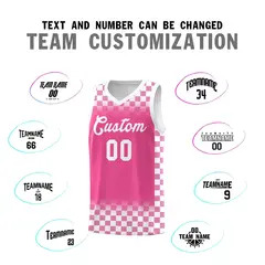 Pink White Plaid Basketball Jersey for Teams 4