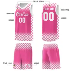 Pink White Plaid Basketball Jersey for Teams 5