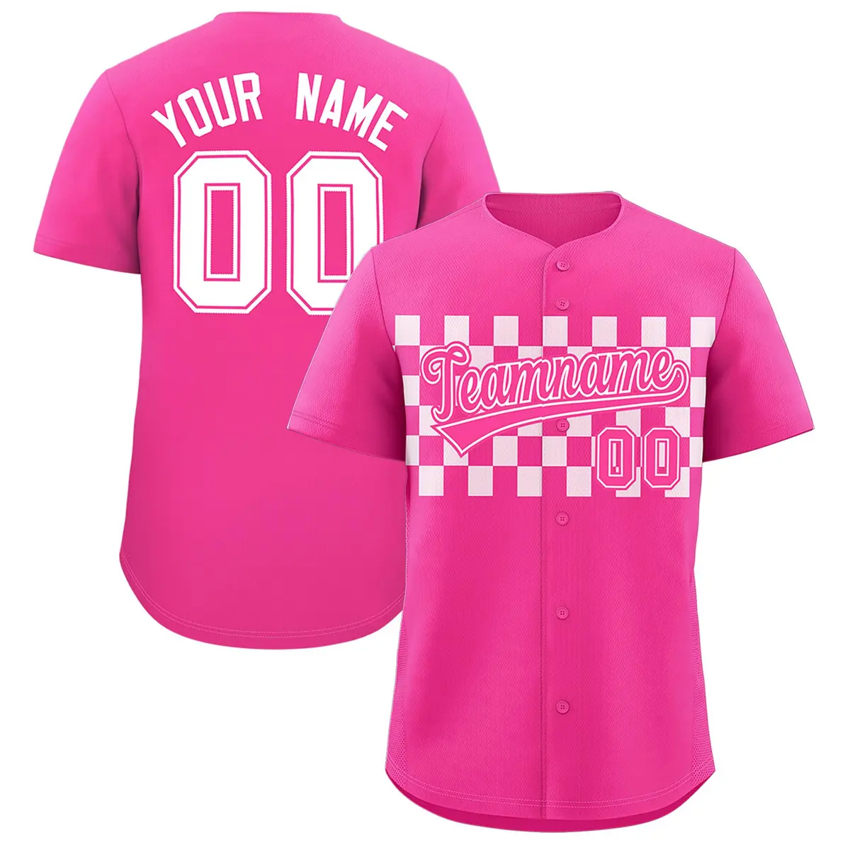 Pink White Plaid Fashion Authentic Baseball Jersey