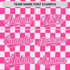 Pink White Plaid Fashion Authentic Baseball Jersey 3