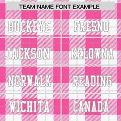 Pink White Plaid Pattern Authentic Football Jersey 3
