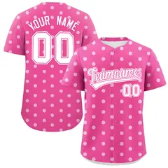 Pink White Polka Dot Graffiti Baseball Jersey