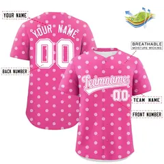 Pink White Polka Dot Graffiti Baseball Jersey 2