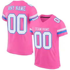 Pink White-Powder Blue Classic Mesh Football Jersey 1