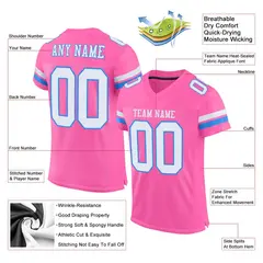 Pink White-Powder Blue Classic Mesh Football Jersey 2