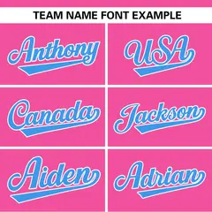 Pink White-Powder Blue Color Block Two-Button Softball Jersey 3