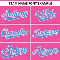 Pink White-Powder Blue Color Block V-Neck Baseball Jersey 3