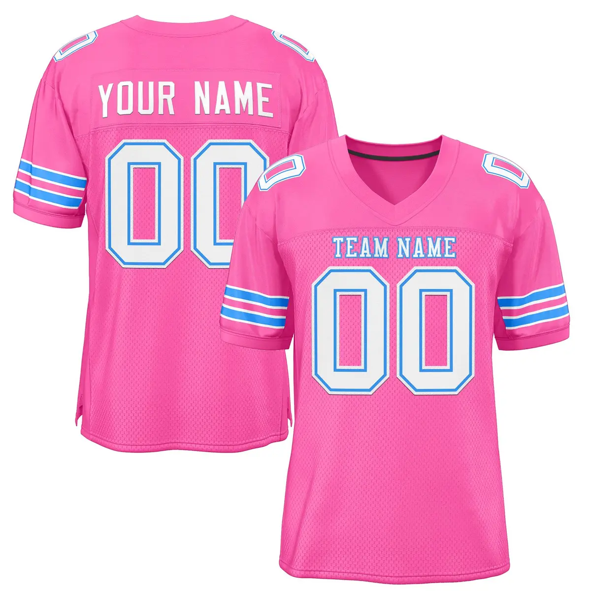 Pink White-Powder Blue Football Jersey