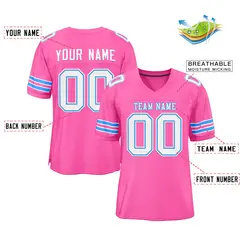 Pink White-Powder Blue Football Jersey 2