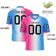 Pink White-Powder Blue Gradient Football Jersey 2