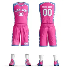 Pink White-Powder Blue Graffiti Bar Element Basketball Jersey