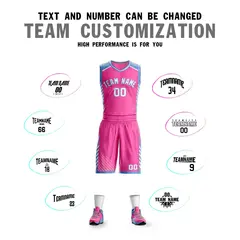 Pink White-Powder Blue Graffiti Bar Element Basketball Jersey 4